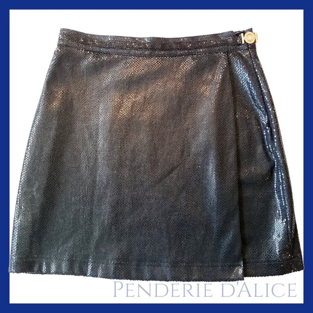 vintage Y2K Gianfranco Ferre Jeans mini skirt faux snake skin wrap skirt IT 44